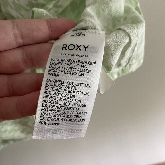 Roxy Women S Light Green Houndstooth Beach Shine A Light Mini Slip Dress NWT - Picture 9 of 11